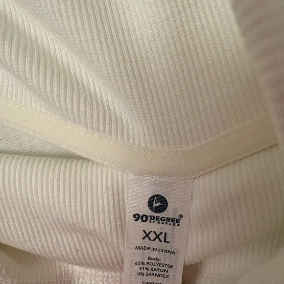 90 Degree By Reflex Ivory Ribbed Top - Picture 2 of 2